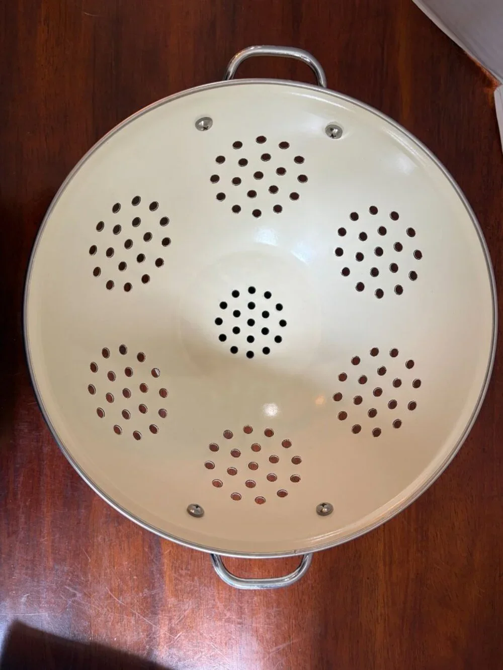 Vintage Pfaltzgraff Naturewood 5 Quart Large Metal Footed Colander/Strainer